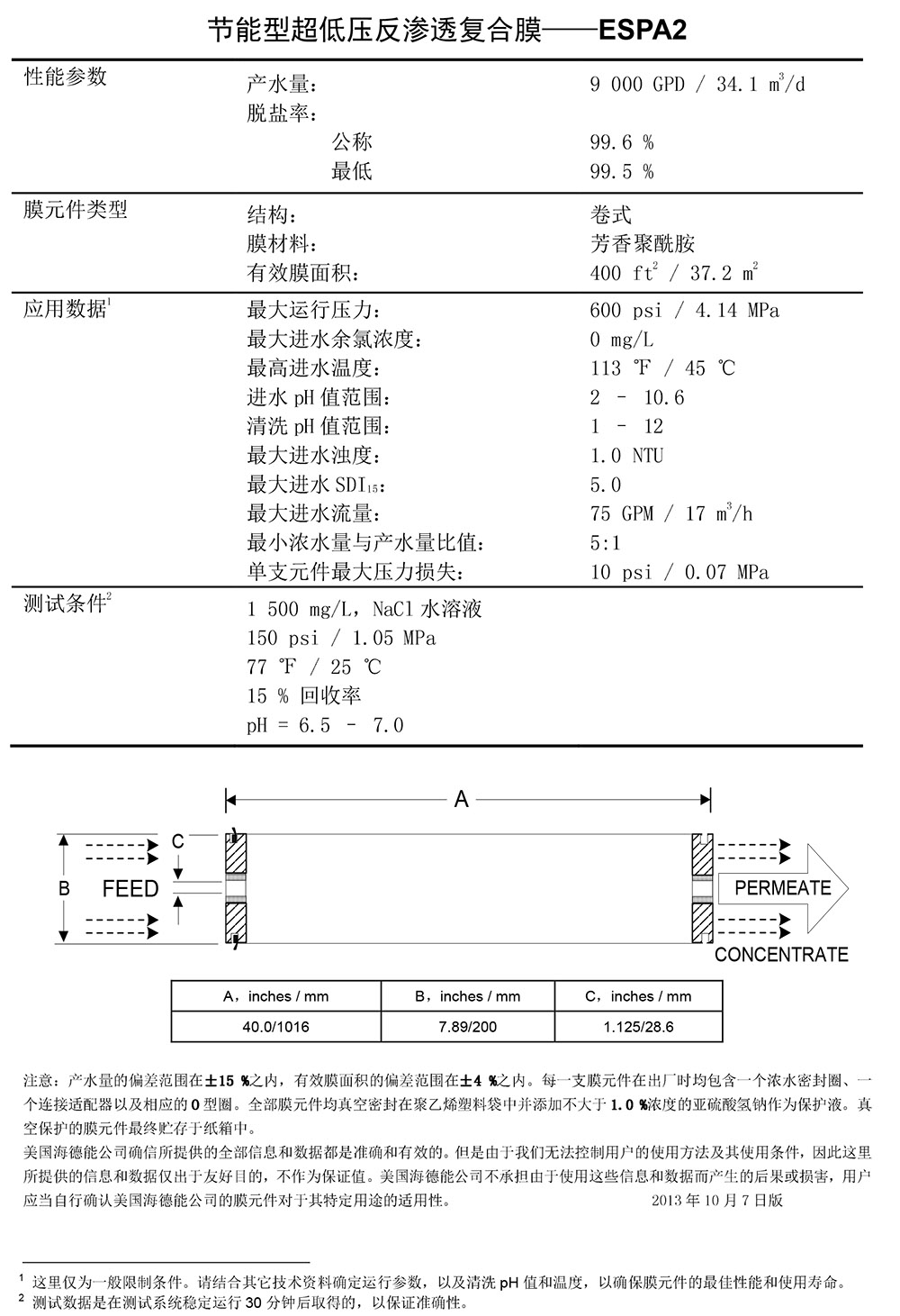 海德能ESPA反渗透膜 海德能（YDRANAUTICS） 青岛海德能